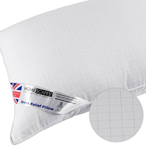 Image of HOMESCAPES Anti Stress Super Microfibre Pillow Anti-Static Carbon Fibres Extra Fill for Side Sleepers, 48 x 74 cm (19″ x 29″) UK Standard Size