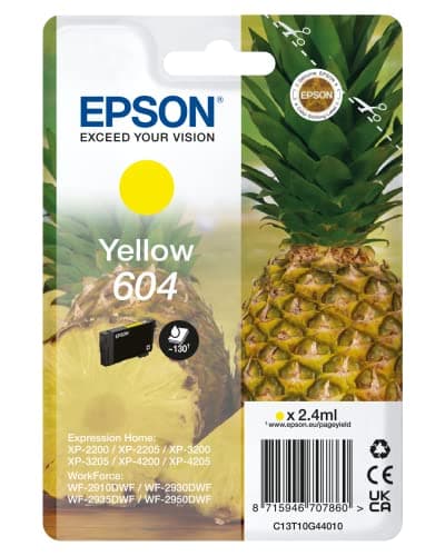 Image of Epson Original Ink - Yellow Cartridge 604 Standard Size