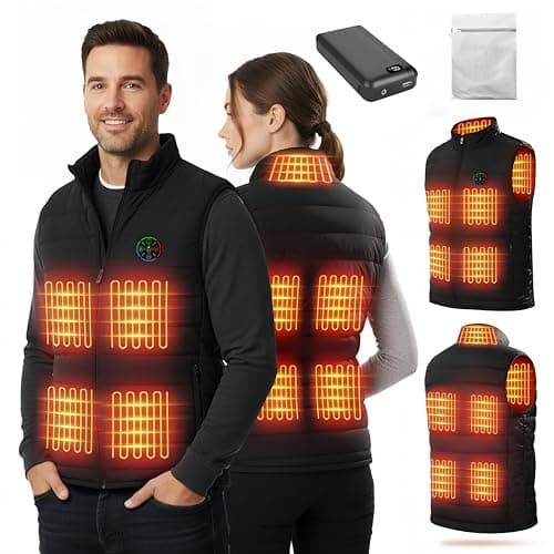 Image of HAWAJOK Unisex Heated Vest with Power Bank, 9 Heating Zones, 3 Adjustable Heat Settings, Lightweight, Washable Sleeveless Jacket with Stand Collar, Perfect for Outdoor Sports and Cold Weather, Size L
