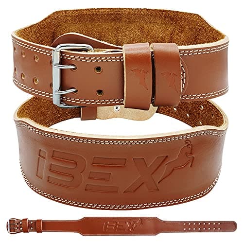 Image of iBEX Weight Lifting Belt Leather 4” Padded Lumbar Back Support Suede Lining Steel Buckle Functional Training Bodybuilding Powerlifting Exercise Deadlifts Squats Workout Home Gym Fitness Equipment-S