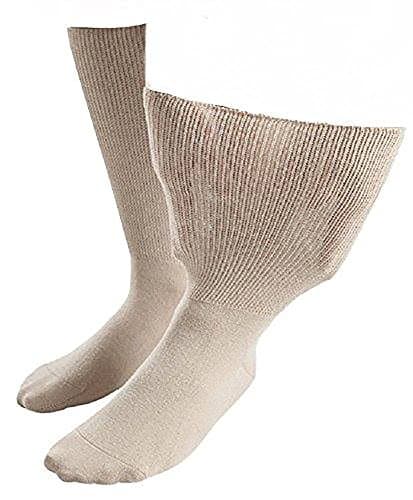 Image of SockShop IOMI Footnurse - Mens & Womens Unisex Extra Wide Soft Cotton Oedema Socks for Swollen Feet (9-11 UK (43-45 eur), Beige)