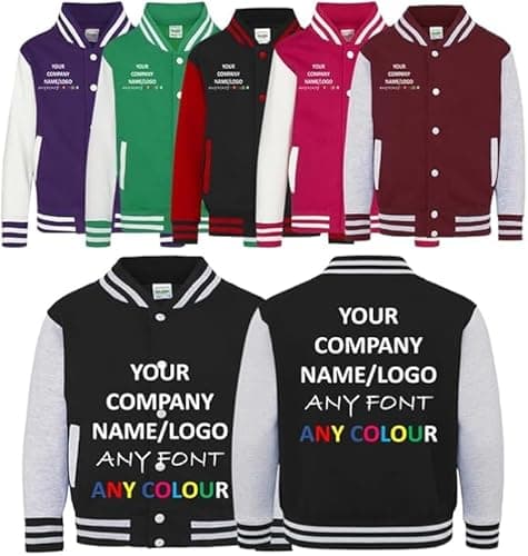 Image of Customizable Premium Custom Letterman Varsity Jacket – Contrast Sleeve Bomber, Unisex, Add Your Text & Design (Kids)