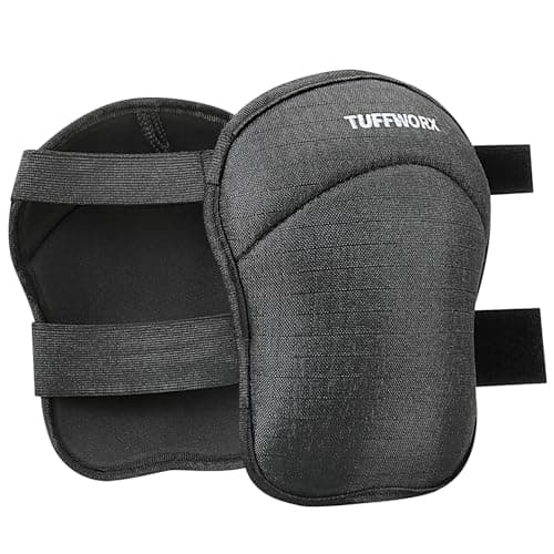 Image of TUFFWORX Anti-Slip Knee Pads Work, Gardening Knee Pads with Adjustable Straps for Gardeners, Workers, Sports, Black, 1 Pairs