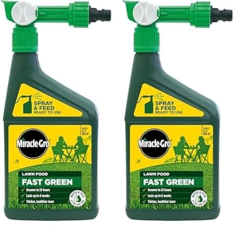 Image of Miracle-Gro EverGreen Fast Green Spray & Feed, Liquid Lawn Food, 1 Litre (Pack of 2)