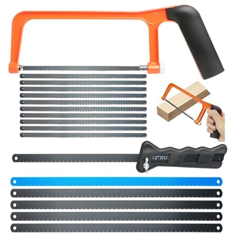 Image of Junior Hacksaw Set 2 Pcs Mini Hacksaw for Metal Cutting with 35 Exchangeable Blades Small Hand Saw & U-Frame Metal Saw with Adjustable Frame for Cutting Plastic, PVC Pipe, Wood & Thin Metal