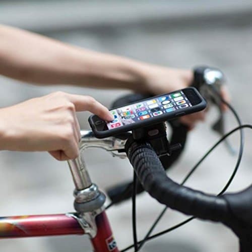 Image of Tigra Sport MCBIKEIP6 MountCase Cycling Bike Kit Including MountCase, Waterproof Rain Guard and Handlebar Mount Strap Compatible with iPhone 6/6S - Black