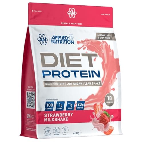 Image of Applied Nutrition Diet Whey - High Protein Powder Supplement, Low Carb & Sugar, for Weight Management with CLA, L Carnitine, Green Tea (450g - 18 Servings) (Strawberry Milkshake)