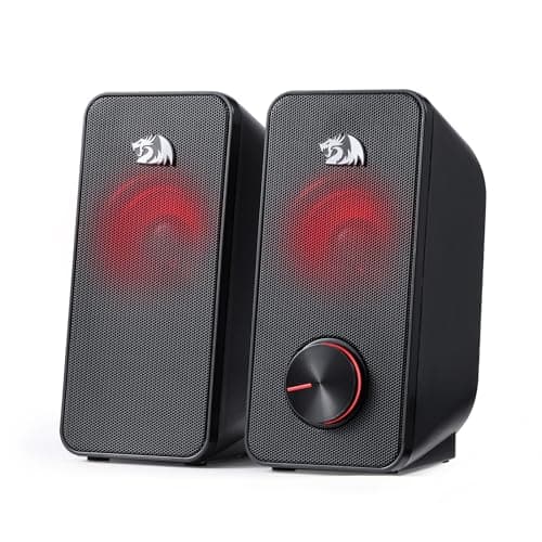 Image of Redragon GS500 Stentor PC Gaming Speaker, 2.0 Channel Stereo Desktop Computer Speaker with Red Backlight, Quality Bass and Crystal Clear Sound, USB Powered with a 3.5mm Connector