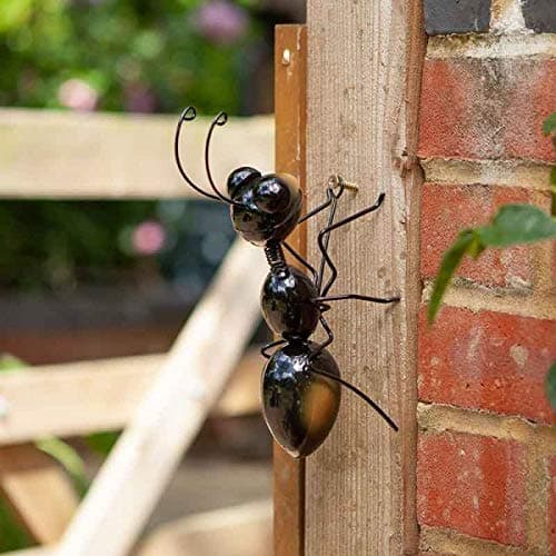 Image of Garden Mile Hanging Garden Ornaments Outdoor Metal Wall Art Ant Ornament Wall Clinger Weatherproof Hanger Decoration Insect Sculpture Wall Art For Garden Ideal For Fences Walls Sheds Etc