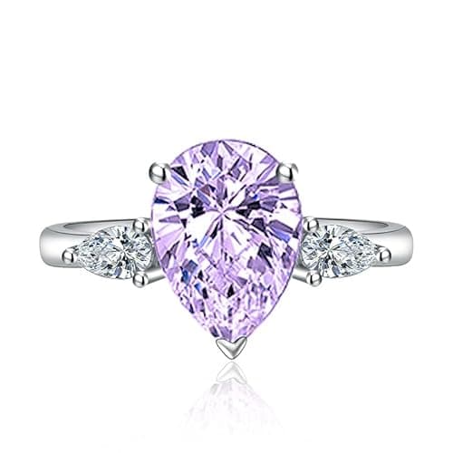 Image of 3CT Pear Water Drop Tear Shaped Cubic Zirconia Promise Halo Engagement Promise Eternity Ring for Women 925 Sterling Silver Bridal Bands Moissanite Birthstone Wedding Open Adjustable Ring