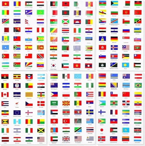 Image of 384 PCS World Flag Stickers - Waterproof PVC International Country Stickers for 192 Countries - Travel Mini Flags for School Planner, Scrapbook, Journal