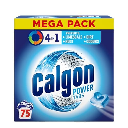 Image of Calgon 4-in-1 Washing Machine Cleaner and Water Softener Tablets, 75 Count , Removes Limescale, Residue, Dirt, Rust & Malodours , Deep Clean , XL Pack Size