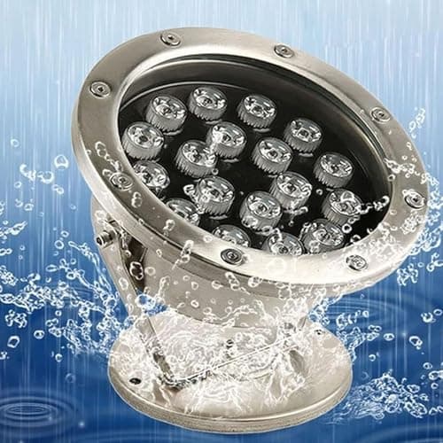 Image of Rotation Spotlight, LED Underwater Pond Lights, Submersible LED Lights, 12V IP68 Waterproof Underwater Light, Outdoor Recessed Spot Light, For Garden, Pool, Courtyard RGB Fountain Light(Warm White,36W