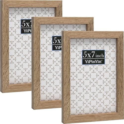 Image of Natural Wood Effect 5x7'' Picture Frame Set of 3,Featuring Premium Acrylic Window,Suitable for Tabletop Display or Wall Mounting,An Ideal Choice for Christmas,Weddings and Birthday Celebrations.