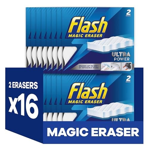 Image of Flash Ultra Power Magic Eraser, Stain Remover, 32 Erasers (16x2), Multi Surface Cleaner