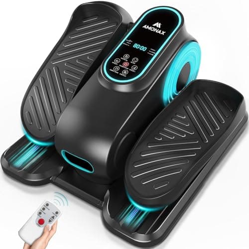 Image of Amonax Electric Pedal Exerciser, Seated Elliptical Machine Cardio Under Desk Exercise Bike, Mini Cycle Trainer for Elderly, Sit down Foot Step Machine Leg Exercise Equipment for Home Use