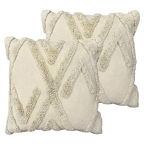 Image of furn. Kamjo Geometric Tufted Feather Filled Cushion - Twin Pack