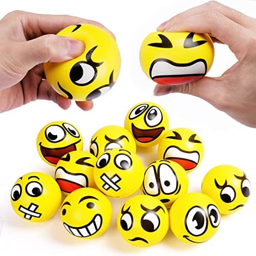 Image of Ainiv Funny Face Squeeze Stress Balls, 12pcs Relief Ball, Sensory Ball and Adults, Hand Exercise Toys Anxiety, Fidget, Tension, Manage Anger, Large (F5-3330765)