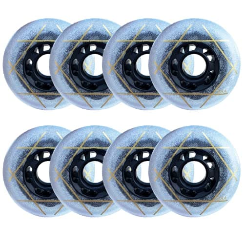 Image of HYQOUKLR Inline Skate Replacement Wheels 72mm/ 76mm/ 80mm Inline Skate Replacement Wheels Without Bearings 8-Pack Wear Resist Roller Skate Replacement Wheels(Silver,72mm)