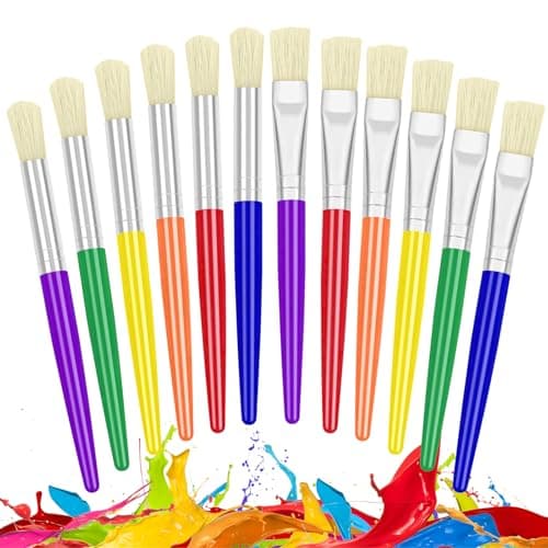 Image of JAXICREY 12Pcs Kids Paint Brushes, Colorful Paint Brushes for Children, Round and Flat Tip Paintbrushes Set, Toddler Craft Painting Brush, Paintbrush Art for Beginners, Acrylic Paints, Watercolor