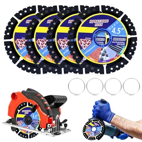 Image of Lanstorm 4 Pcs Angle Grinder Discs, 115mm/4.5inch Diamond Multi-Purpose Saw Blades, Heavy Duty Cutting Discs, Ultra Thin Grinding Discs for Granite Marble Concrete Tiles Steel Wood