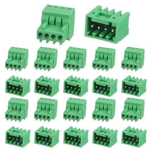 Image of sourcing map 10Set PCB Terminal Block, 125V 4A Male&Female 4 Pin 2.54mm Distance PCB Screw Mount Terminal Block Connector for Industrial Use, Electronic Projects, Green