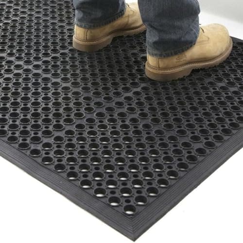 Image of Rubber Door Entrance Mat - 150cm x 90cm - Heavy Duty Non-Slip Safety Floor Matting - Drainage Holes - Wheelchair Friendly/Pushchair Friendly