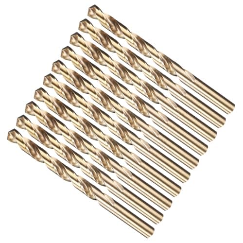 Image of METALLIXITY Drill Bit (8.5mm) 10Pcs, M35 Cobalt High-Speed Steel Straight Shank Spiral Flute 135°Point Tip Gold for Stainless Steel Iron Copper Aluminum Hard Metal