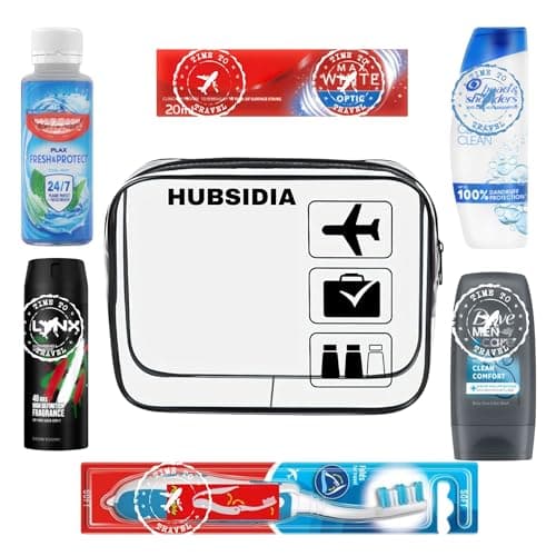 Image of Travel Size Toiletries Set for Men with Hubsidia Clear Travel Bag Airport Approved