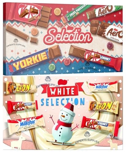 Image of NewKit Kat Chunky, White NewSmaries & NewMilkybar Selection Pack of 2 Each | New Chocolate Selection Box | Perfect Gifr for Christmas and New Year (x2 Pack, Christmas & White Selection)