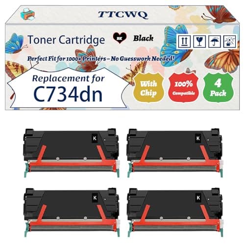 Image of Compatible for Lexmark C734dn Toner Cartridge Work for Lexmark C734dn C734dtn C734dw C734n C736dn C736n X734de Printers, with Chip, High Yield 8000 Pages, High-Definition Printing (4 Pack Black)