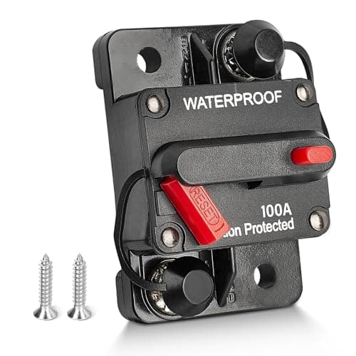 Image of RED WOLF 100A Circuit Breaker Waterproof Car Audio Inline w/Manual Reset Fuse Holder Inverter for Motor Marine Boat Solar Inverter System Protection, DC 12V-48V