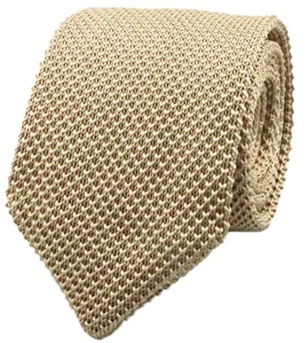Image of Rossika Men Classic Champagne Textured Knit Woven Silk Tie Casual Smart Necktie