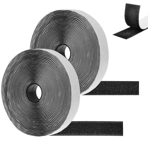 Image of 10M Hook and Loop Tape, Double Sided Self-Adhesive Sticky Back Fastening Tape Heavy Duty Hook and Loop Strip Tape for Home, Office and DIY Crafts 20mm Wide (Black)