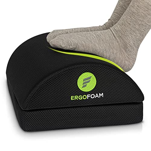 Image of ErgoFoam Adjustable Desk Foot Rest for Added Height (Mesh) - Large Premium Footrest | Pet-Friendly Foot Rest Under Desk | Foot Stool Rocker (Black)