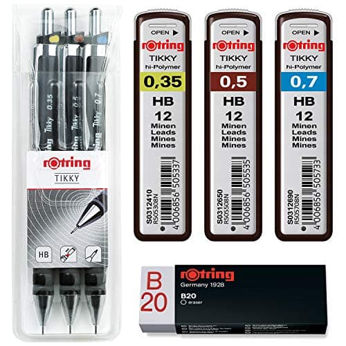 Image of Rotring Tikky Mechanical Pencil Set, 3er Komplettset mit Minen und Radierer, 1