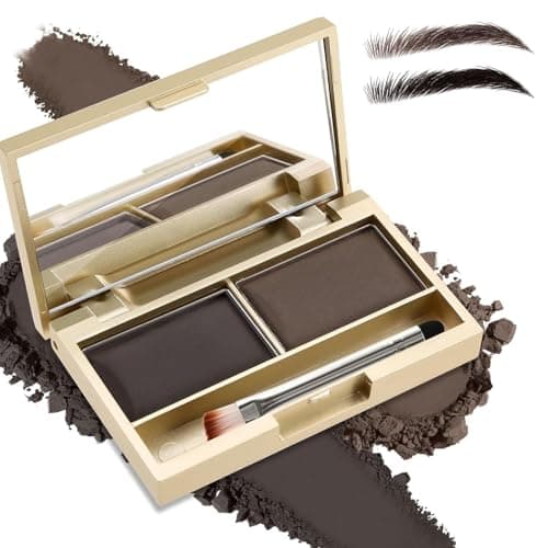 Image of Dual-Shade Eyebrow Powder Palette In Dark & Medium Brown - Matte Long-Lasting Smudgeproof Formula For Natural Or Defined Brows, Includes Mirror & Dual-Ended Brush For Precise Application,