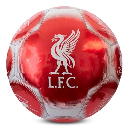 Image of Hy-Pro Officially Licensed Liverpool Classic Signature Football – With Metallic Finish, Match Ball and for Training, Player Signatures – Liverpool Football Size 5, Collectible for Fans