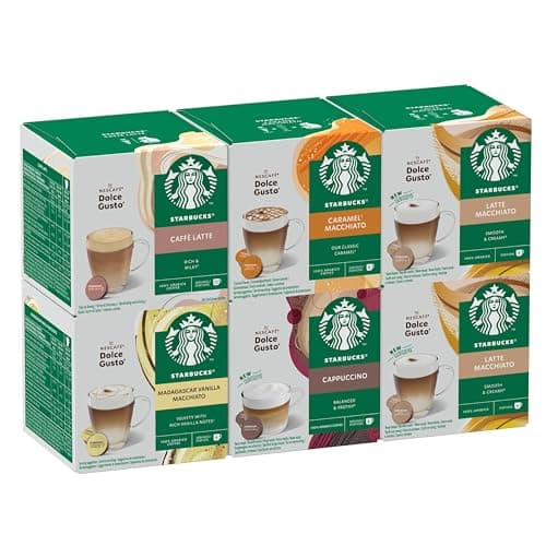Image of STARBUCKS White Coffee Cup Variety Pack by NESCAFÉ Dolce Gusto, Coffee Capsules 6 x 12 (72 Capsules) – Amazon Exclusive