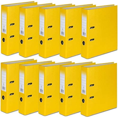 Image of OFFICE CENTRE 10 x Yellow A4 75mm Strong Premium Business Lever Arch Files Folders Metal Binder Bar Ring Document