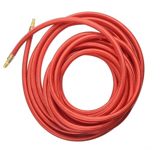 Image of MIKMLYZE Superflex For TIG Torch Power Cable 25ft, for Series 9, 17 Air-Cooled Torches, Silicone Rubber Hose with Nylon Braid, 3/8" X 24, For RH Connection