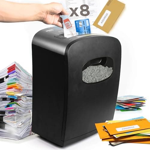 Image of Duronic Micro Cut Paper Shredder PS410, Shred 8 Sheet Heavy Duty Electric Shredders, Data Shredding Machine for Home Use, Office, Shreds Credit Cards, Staples, Envelopes, Boxes, Documents - Black, P4