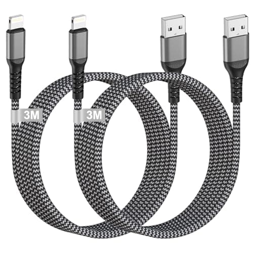 Image of USB to Lightning Cable 3M 2Pack [Apple MFi Certified], Long USB iPhone Charger Cable Braided USb Lightning Cable Fast Charging Cable Wire Lead for iPhone 14 Pro Max/13/12/11/X/8 Plus/SE, iPad, AirPods