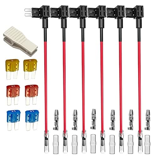 Image of Gebildet 12V 24V Add-a-Circuit Micro 2 Fuse Tap, Piggy Back Blade Holder With Wire Harness, 6pcs Micro 2 Fuse (5A 10A 15A) and Puller