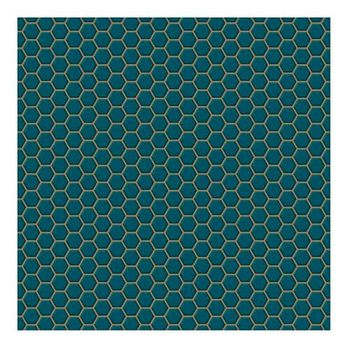 Image of Contour Hexagon Lattice Teal Wallpaper