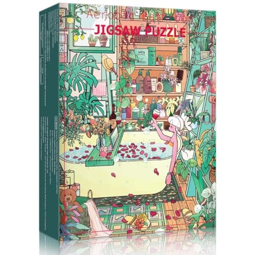 Image of HUADADA Jigsaw Puzzles for Adults 1000, 1000 Piece Jigsaw Puzzles for Adults, Cozy Bath Time Puzzle, Relaxing Brain Teaser, Home Decor Gift