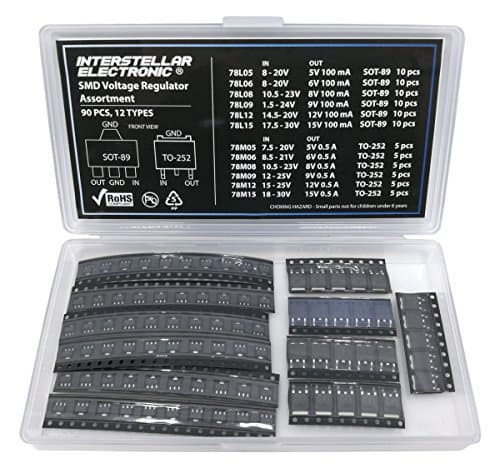 Image of SMD Voltage Regulator Assortment, 5V, 6V, 8V, 9V, 12V, 15V, 100mA, 0.5A