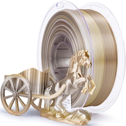 Image of ZIRO Silk Multicolor PLA Filament 1.75mm, Silk Tri-Colors Rainbow 3D Printer Filament, Dimensional Accuracy +/-0.03mm, Fit Most FDM 3D Printer, 1KG Spool, Champagne Sheen