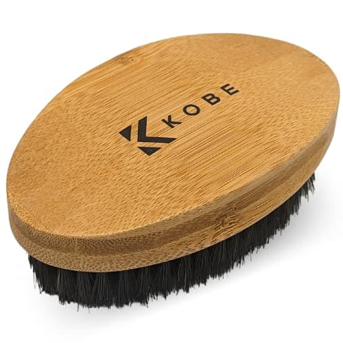 Image of Kobe Palm Men's Military Style Boar Bristle Hair Brush/Beard Brush - Hand Sized Beard Brush for Men - Perfect for Beard Care - Works Well With Beard Oils (Bamboo)