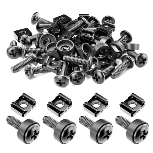 Image of iwillink 20 Set M6 Rack Screws Kit - 20mm Stainless Steel with Cage Nuts & Nylon Washers - Compatible with Server Racks/Audio/Hardware Mounts